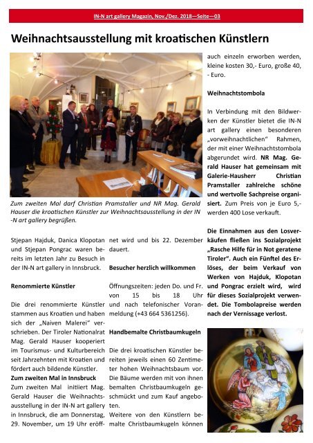 IN-N art gallery Magazin 11/12 2018