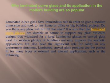 Why laminated curve glass and its application in the modern building are so popular-converted