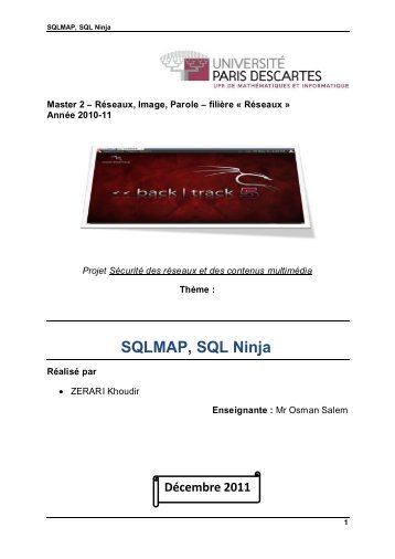 SQLMAP, SQL Ninja - Master 2 RIP
