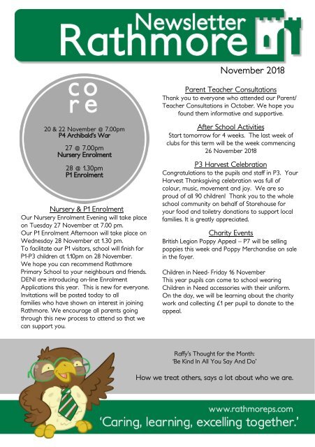 NOVEMBER Newsletter 2018