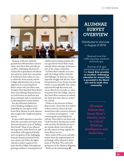 Sweet Briar College Magazine - Fall 2018