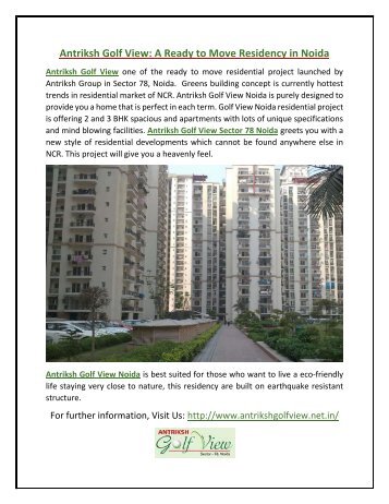 Antriksh Golf View: A Ready to Move Residency in Noida