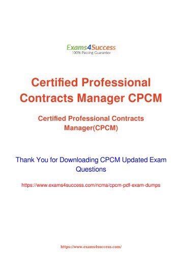 NCMA CPCM Exam Dumps [2018 NOV] - 100% Valid Questions