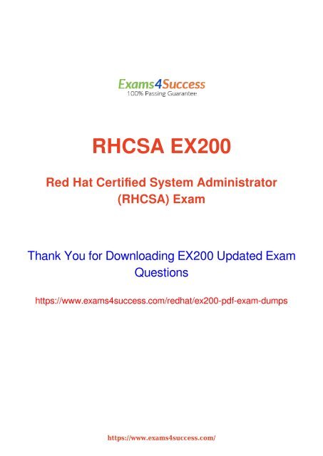 RedHat EX200 Exam Dumps [2018 NOV] - 100% Valid Questions