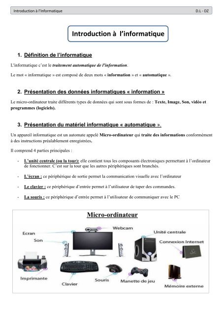 Cours d'informatique et bureautique