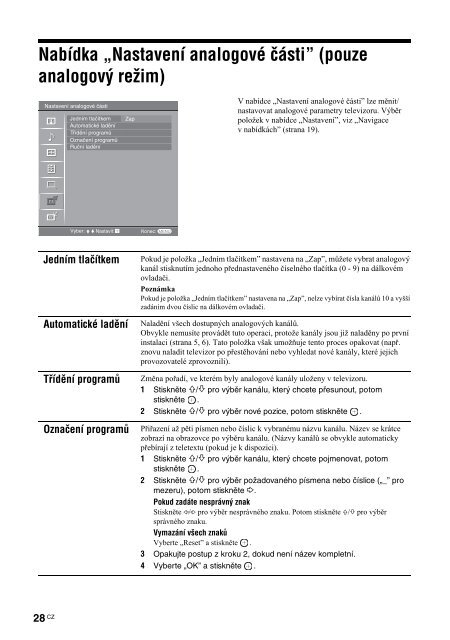 Sony KDL-26S2020 - KDL-26S2020 Mode d'emploi Tch&egrave;que