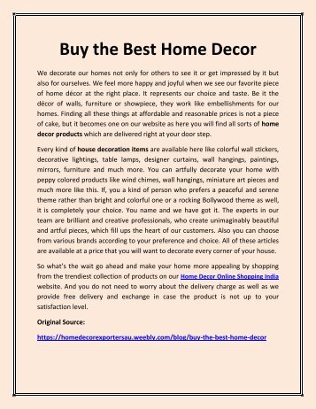 Buy the Best Home Decor