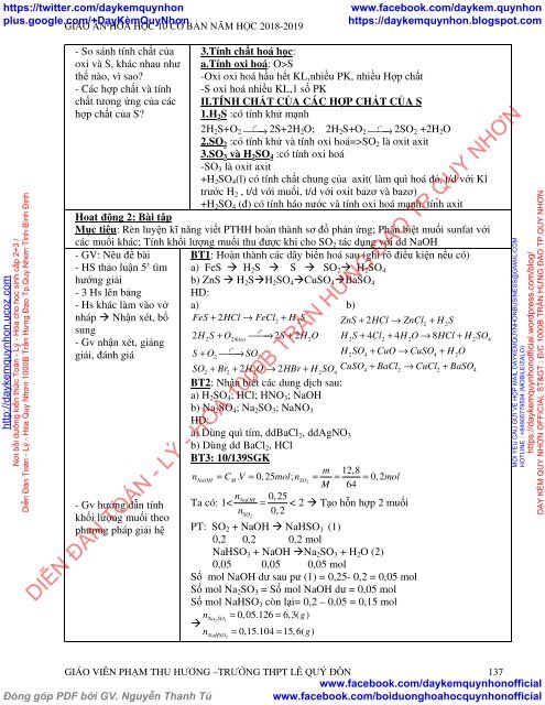 GIÁO ÁN HÓA HỌC 10 CƠ BẢN NĂM HỌC 2018-2019 (GIÁO VIÊN PHẠM THU HƯƠNG – TRƯỜNG THPT LÊ QUÝ ĐÔN)