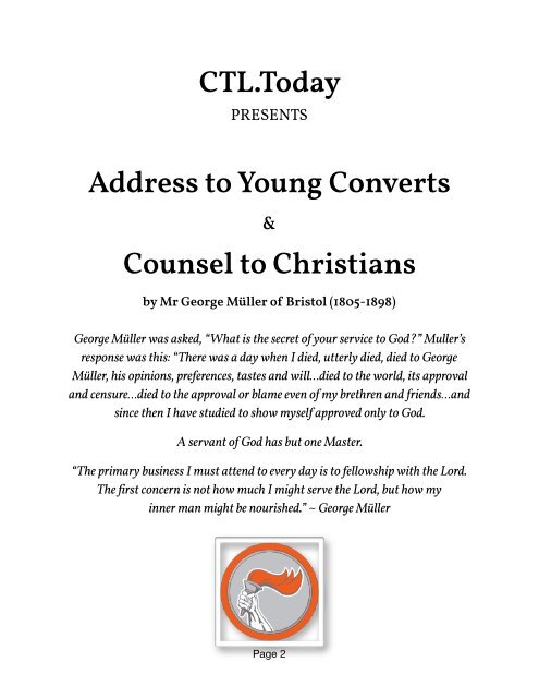 Address to Young Converts & Counsel to Christians by George Muller