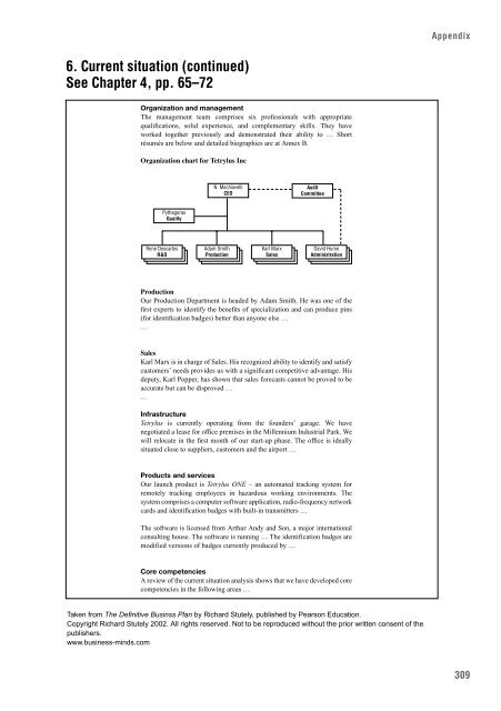 appendix: Tetrylus Inc business plan - Pearson