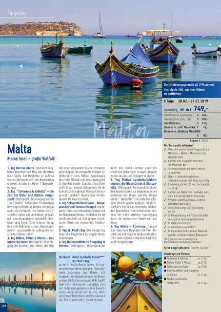 Sieghart Reisen Sommerkatalog 2019