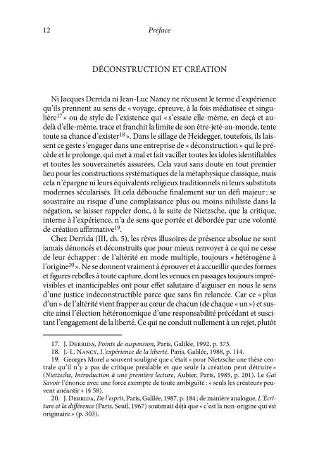 Veilleurs aux frontières. Penseurs pour aujourd’hui (Bergson-Rosenzweig, Girard-Ricœur-Chalier, Derrida-Nancy, Castoriadis-Stanguennec)