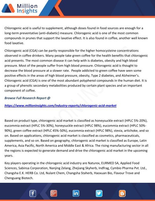 Chlorogenic Acid Market Drivers and Opportunities, Growth &amp; Potential Applications Forecast 2025