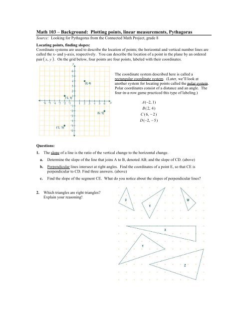 Source: Looking for Pythagoras from the Connected Math Project ...