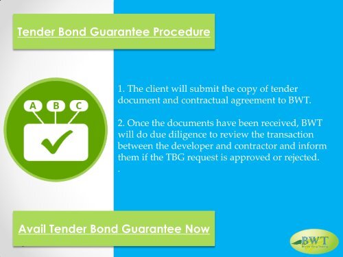 Tender Bond Guarantee Procedure