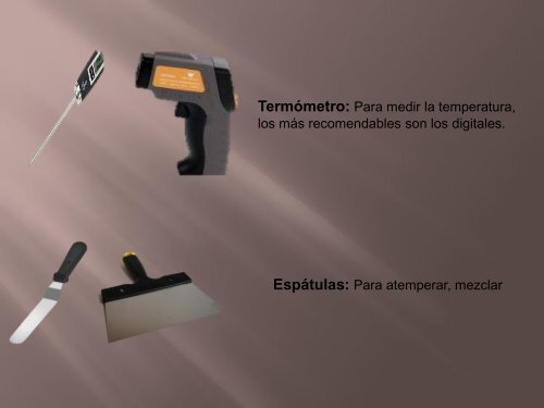 cartilla utensilios para la elaboración de chocolates