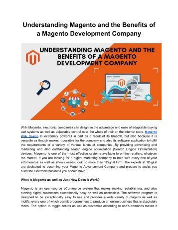 Understanding Magento and the Benefits of a Magento Development Company