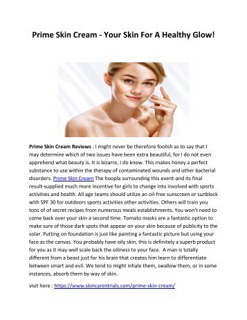 Prime Skin Cream - Your Skin For A Healthy Glow!