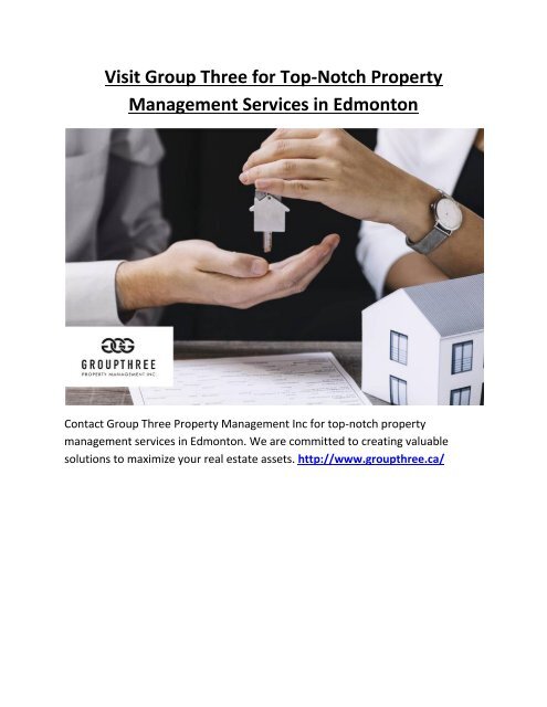 Visit Group Three for Top-Notch Property Management Services in Edmonton