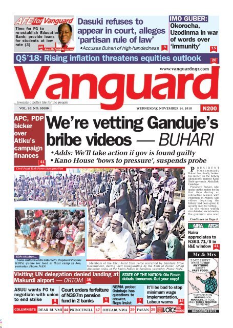 14112018 - We're vetting Ganduje's bribe videos — BUHARI