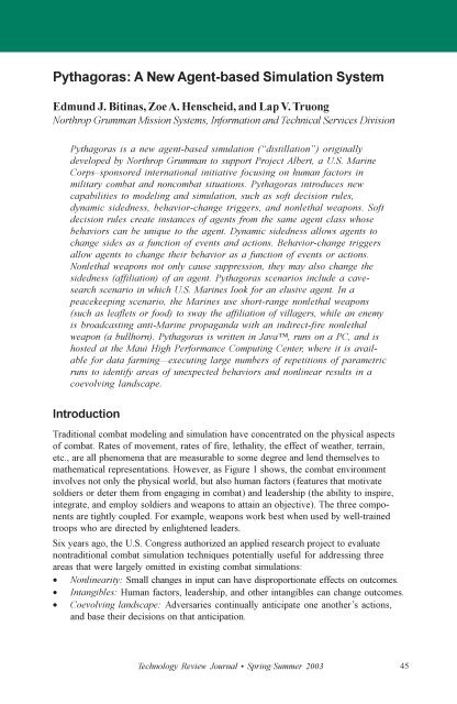 Pythagoras: A New Agent-based Simulation System - Northrop ...