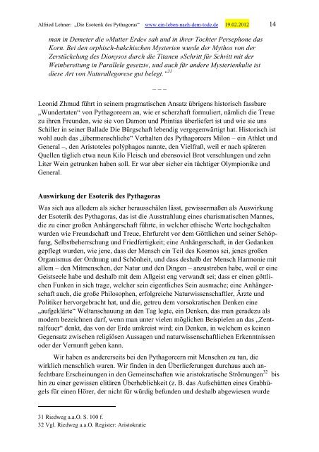 Esoterik des Pythagoras - Ein Leben nach dem Tode?