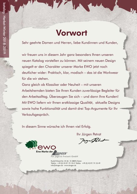 EWO Hemden Katalog Herbst-Winter 2018-2019 Arbeit & Freizeit
