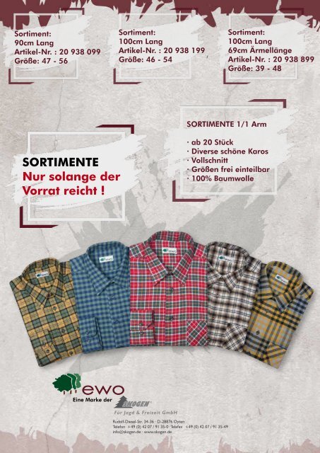 EWO Hemden Katalog Herbst-Winter 2018-2019 Arbeit & Freizeit