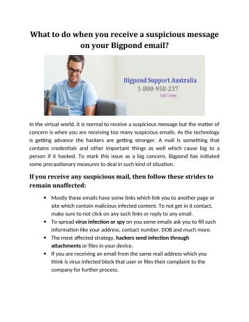 What to do when you receive a suspicious message on your Bigpond email