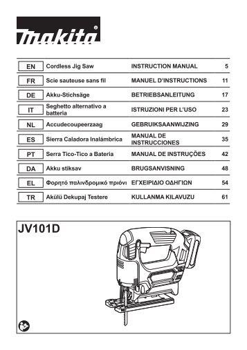 Makita SEGHETTO ALTERNATIVO 10,8V 3 ORBITE - JV101DSME - Manuale Istruzioni