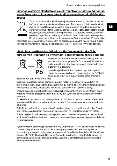 Sony VPCX13L7E - VPCX13L7E Documents de garantie Tch&egrave;que