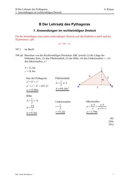 B Der Lehrsatz des Pythagoras - Mone Denninger