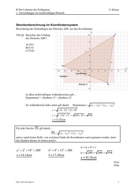 B Der Lehrsatz des Pythagoras - Mone Denninger