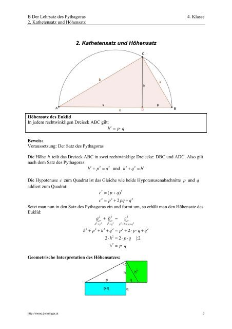 B Der Lehrsatz des Pythagoras - Mone Denninger