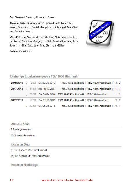 18.11.2018 Stadionzeitung -  Türk Gücü Breidenbach / RSV Kleinseelheim