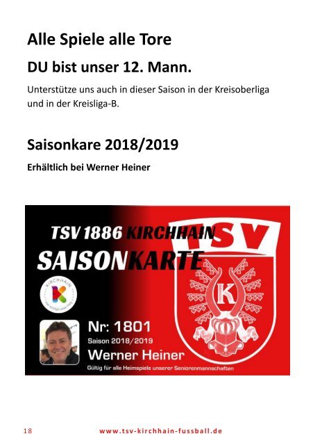 18.11.2018 Stadionzeitung -  Türk Gücü Breidenbach / RSV Kleinseelheim