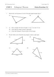 UNIT 3 Pythagoras' Theorem Extra Exercises 3.1