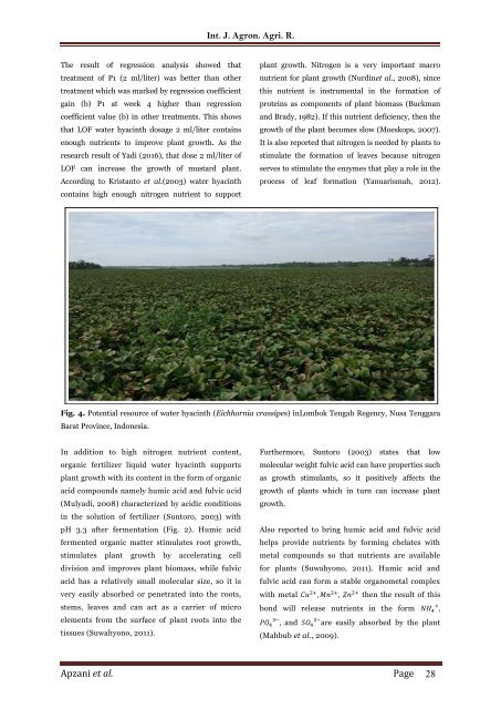 Effectiveness of liquid organic fertilizer of hyacint (Eichhornia crassipes) Fermented by Trichoderma spp. for Growth of Lettuce (Lactuca sativa L.)