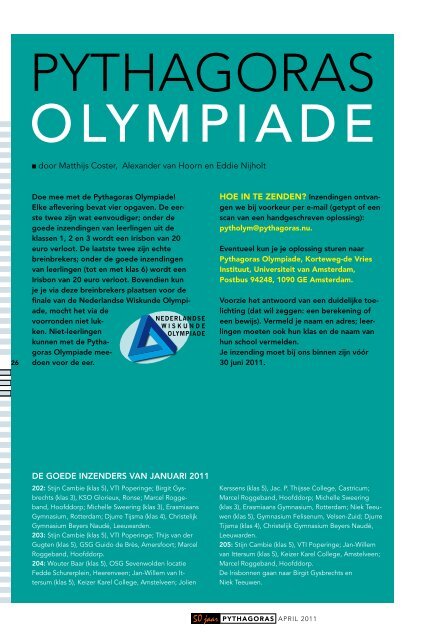 Pythagoras Olympiade & Naamzoeker