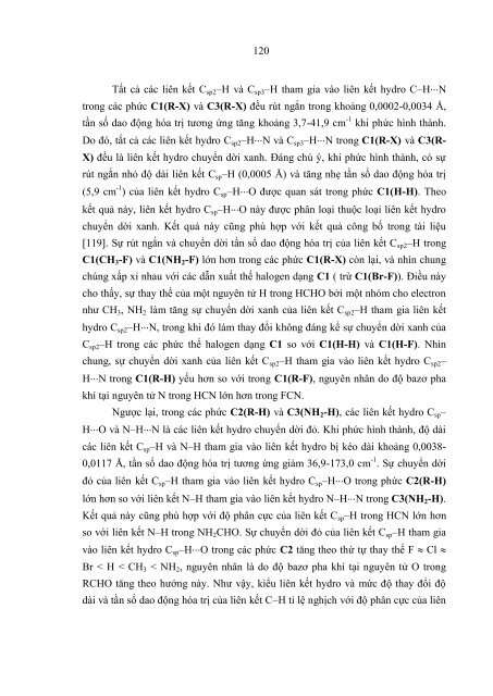 NGHIÊN CỨU LÝ THUYẾT LIÊN KẾT HYDRO X–H∙∙∙O/N (X = C, N) BẰNG PHƯƠNG PHÁP HÓA HỌC LƯỢNG TỬ