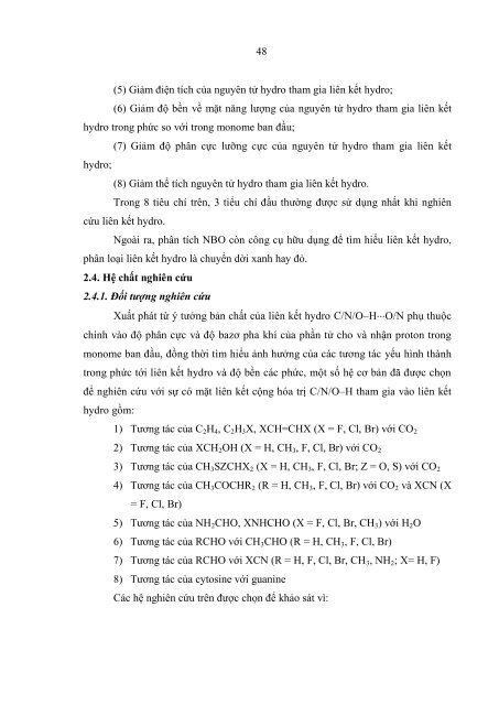 NGHIÊN CỨU LÝ THUYẾT LIÊN KẾT HYDRO X–H∙∙∙O/N (X = C, N) BẰNG PHƯƠNG PHÁP HÓA HỌC LƯỢNG TỬ