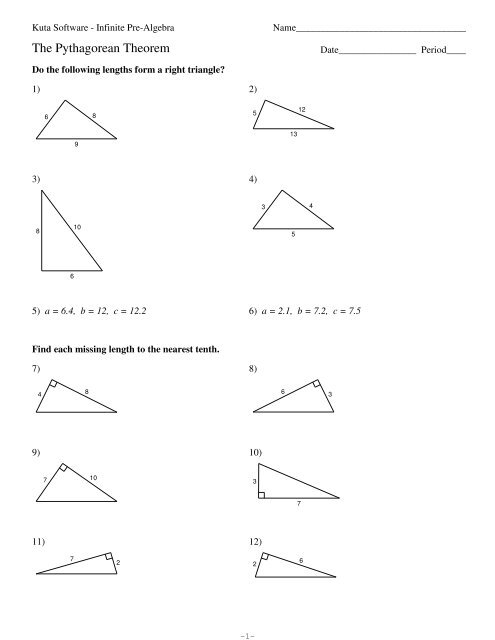 Pythagorean Theorem Kuta Software