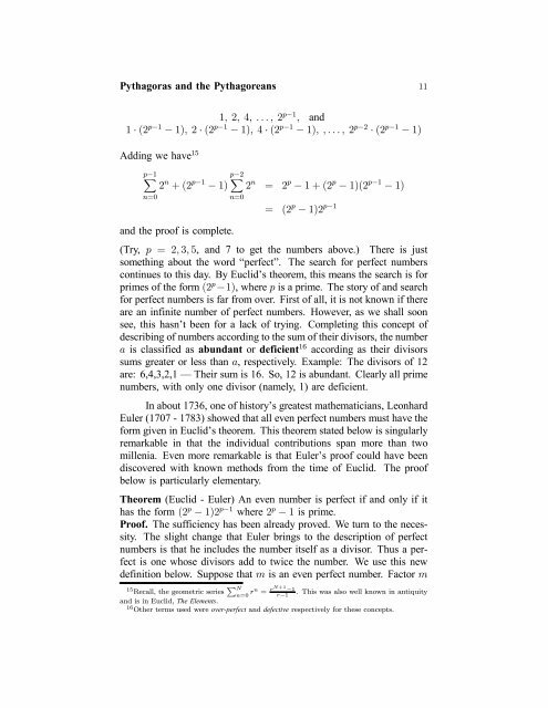 Pythagoras and the Pythagoreans - Department of Mathematics
