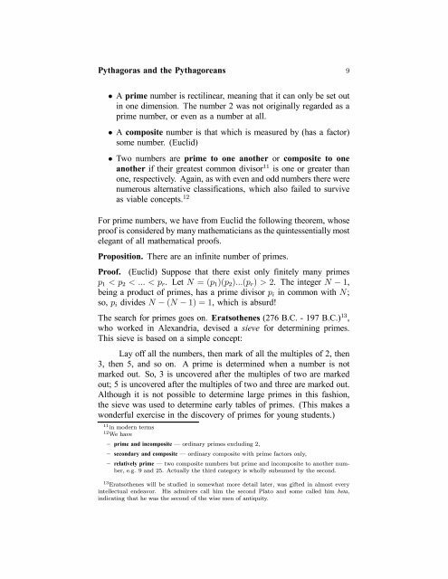 Pythagoras and the Pythagoreans - Department of Mathematics