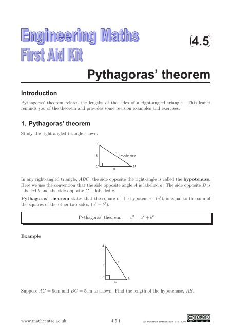 4.5 Pythagoras' theorem - Mathcentre