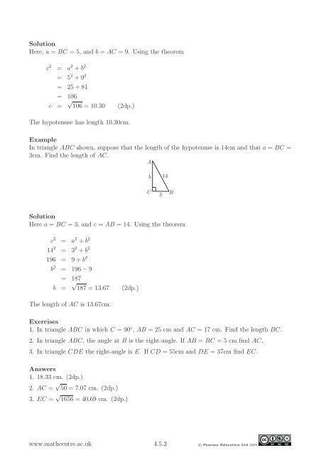 4.5 Pythagoras' theorem - Mathcentre