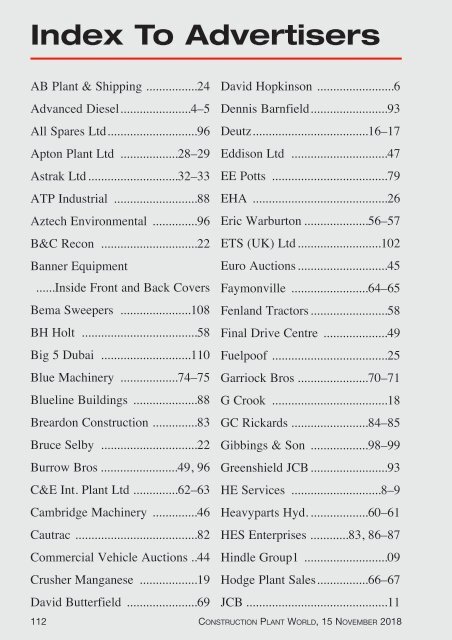 Construction Plant World 15th November 2018