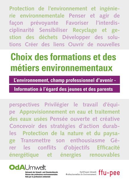 Choix des formations et des métiers environnementaux