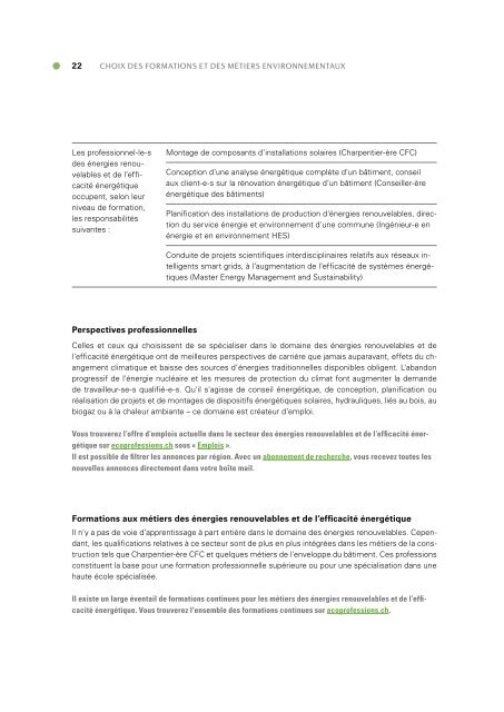 Choix des formations et des métiers environnementaux