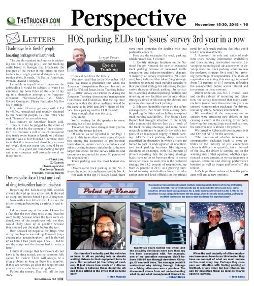 The Trucker Newspaper - November 15, 2018